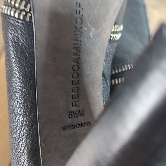 Rebecca Minkoff Black Leather Zipper Ankle Boots - Picture 10 of 14
